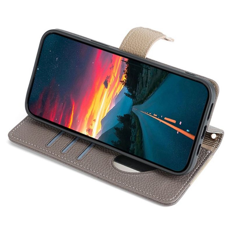 Kožené Puzdro Xiaomi 14 Dvojfarebný Retiazkový Ramenný Popruh