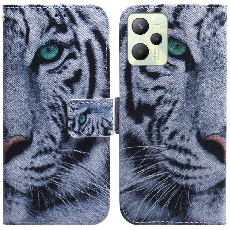 Flipové Puzdro Realme C35 Biely Tiger
