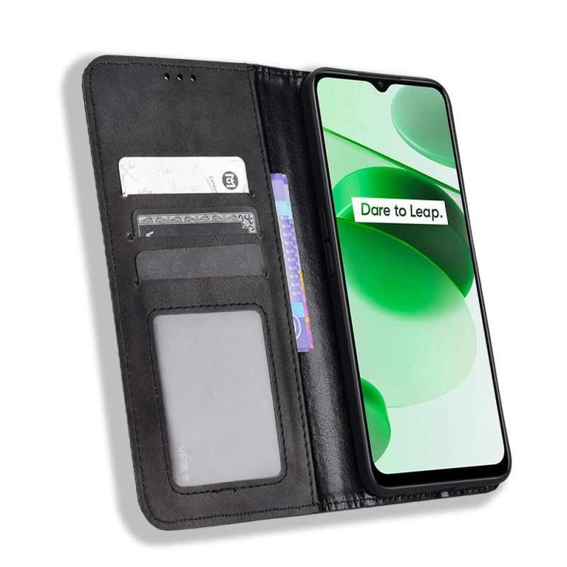 Flipové Puzdro Realme C35 Kožené Puzdro Vintage Flexibilný Silikón