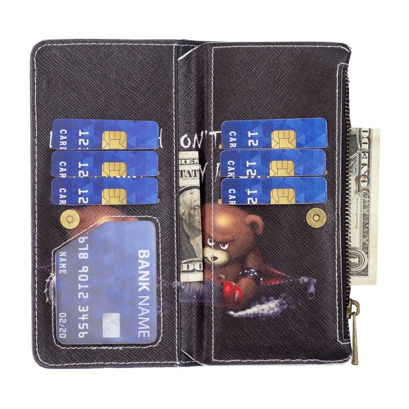 Flipové Puzdro Realme C35 Popruhové Vrecko Na Zips Na Nebezpečného Medveďa