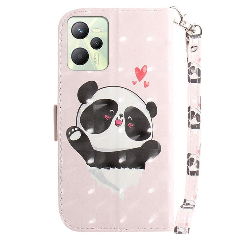Kožené Puzdro Realme C35 Malá Panda S Popruhom