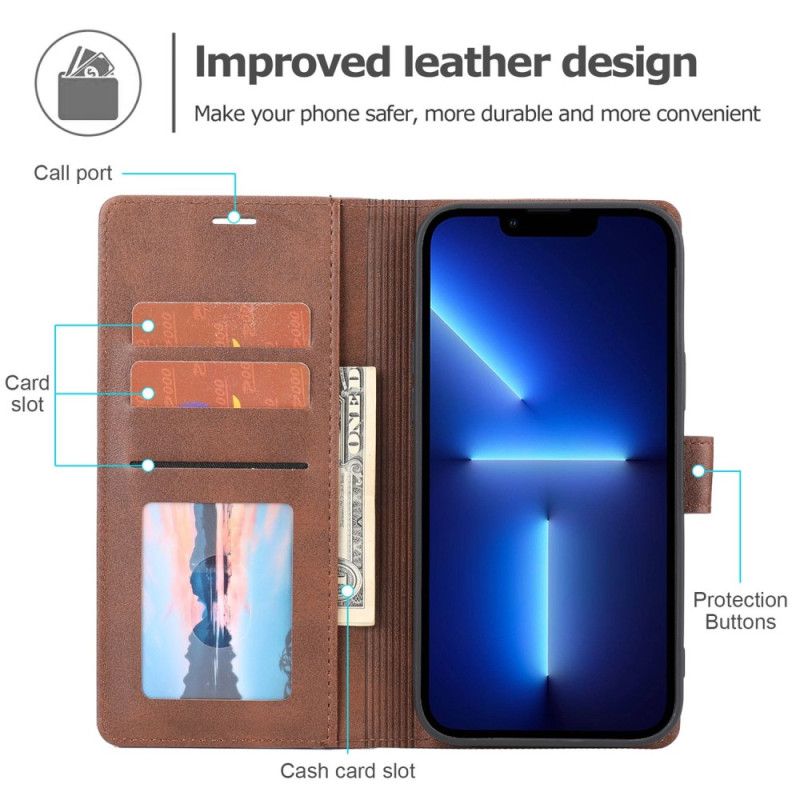 Flipové Puzdro iPhone 14 Pro Efekt Línie Kože