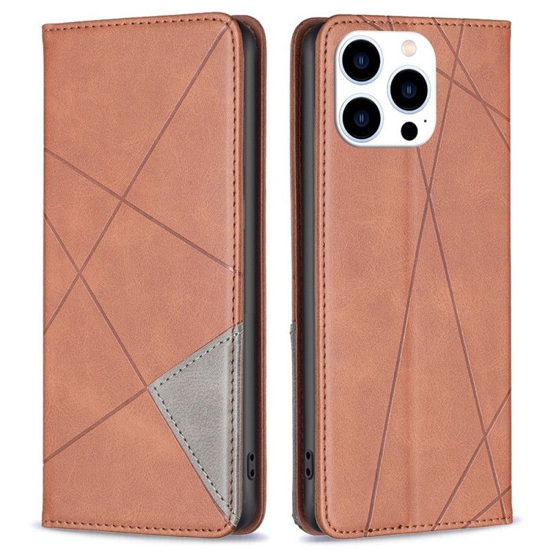 Flipové Puzdro iPhone 14 Pro Kožené Puzdro Geometrické