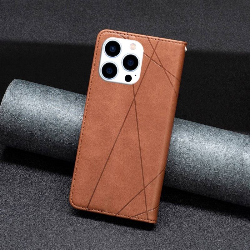 Flipové Puzdro iPhone 14 Pro Kožené Puzdro Geometrické