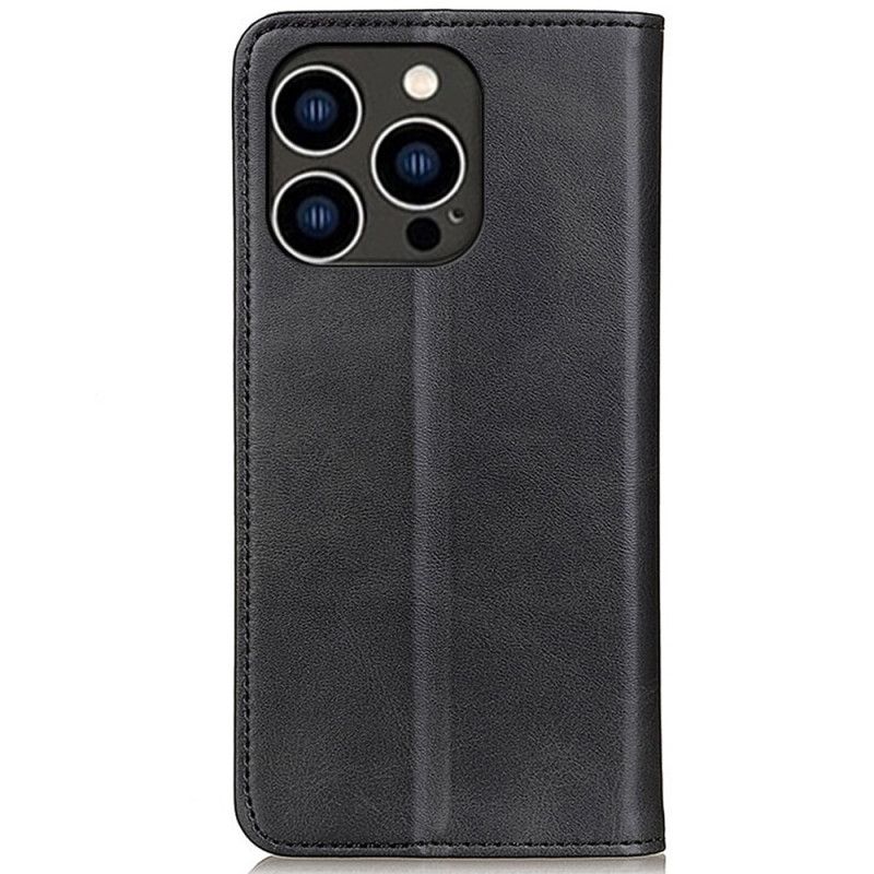 Flipové Puzdro iPhone 14 Pro Kožené Puzdro Klasická Štiepaná Koža