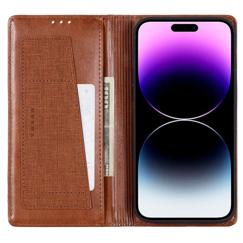 Flipové Puzdro iPhone 14 Pro Kožené Puzdro Štýl Plátna Rfid