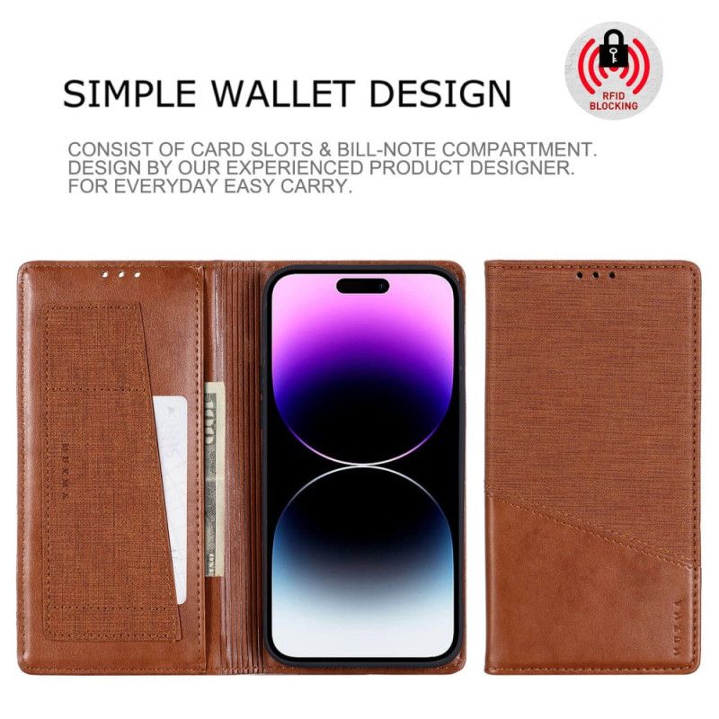 Flipové Puzdro iPhone 14 Pro Kožené Puzdro Štýl Plátna Rfid