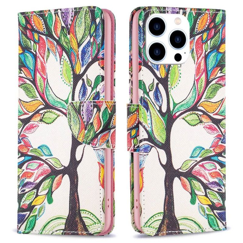 Flipové Puzdro iPhone 14 Pro Maľovanie Na Strome