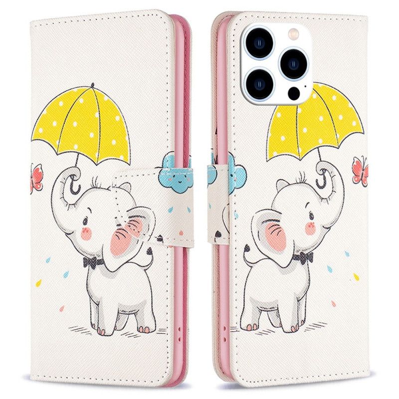Flipové Puzdro iPhone 14 Pro Sloníča