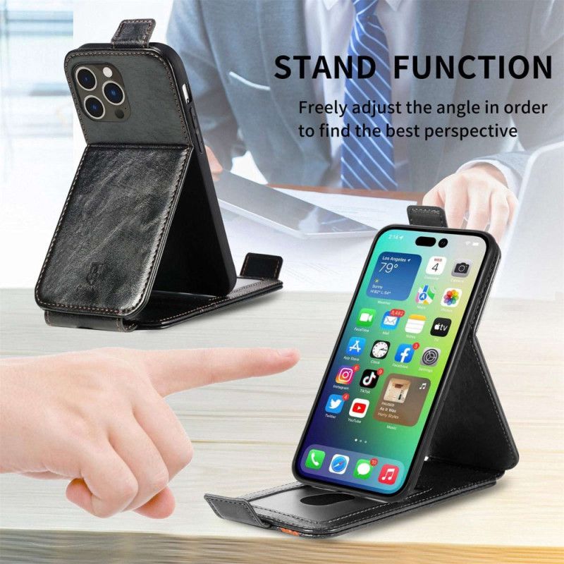 Kožené Puzdro iPhone 14 Pro Flipové Puzdro Vertikálna Klapka Caseneo