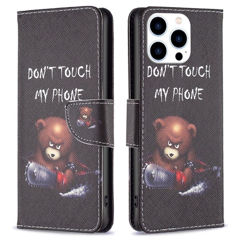 Kožené Puzdro iPhone 14 Pro Nebezpečný Medveď