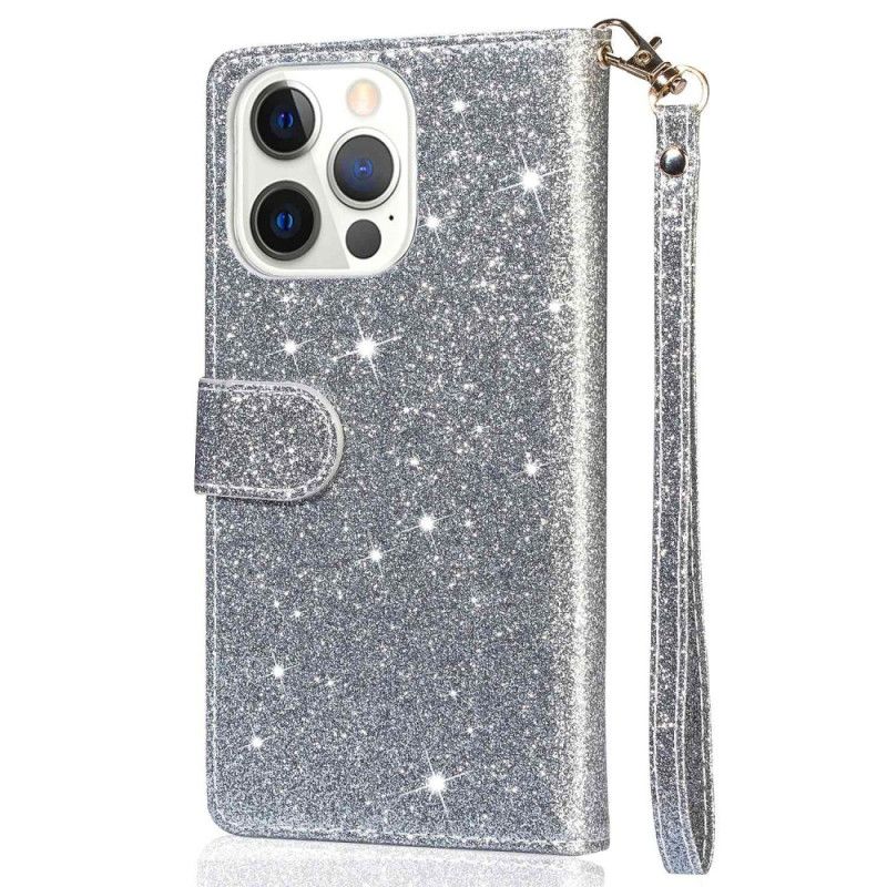 Kožené Puzdro iPhone 14 Pro Štýl S Flitrami