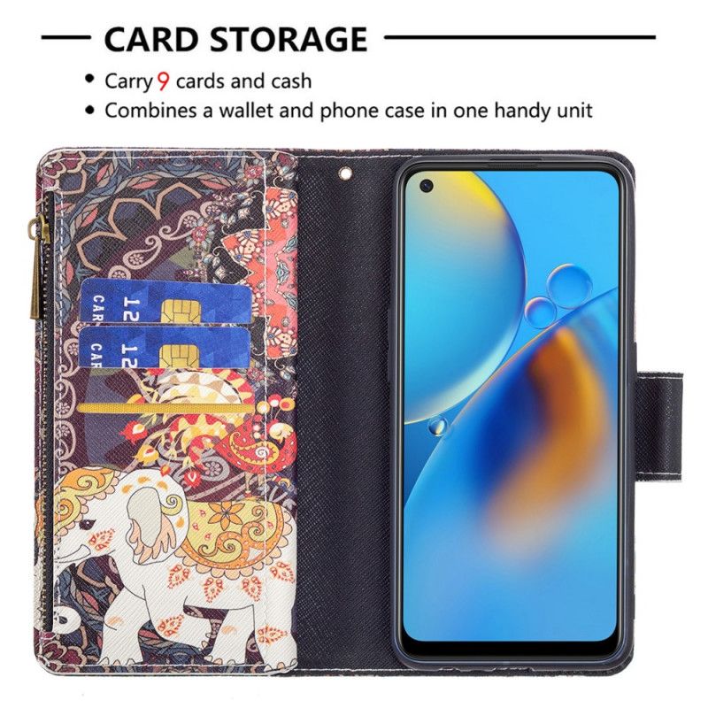 Kožené Puzdro Oppo A74 4G Vrecko Na Zips Slona