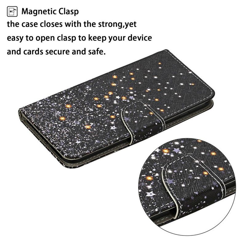 Kožené Puzdro Xiaomi Mi 10T / 10T Pro Hviezdy A Flitre So Šnúrkou