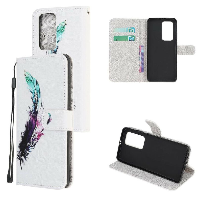 Kožené Puzdro Xiaomi Mi 10T / 10T Pro Pierka So Šnúrkou