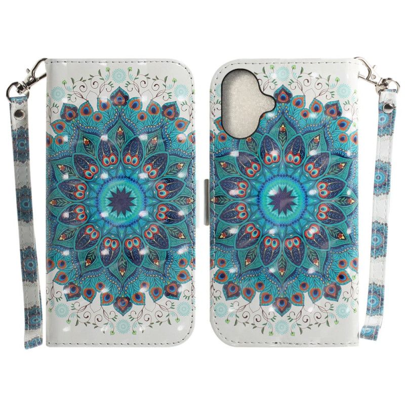 Puzdro iPhone 16 Plus Zelená Mandala S Remienkom