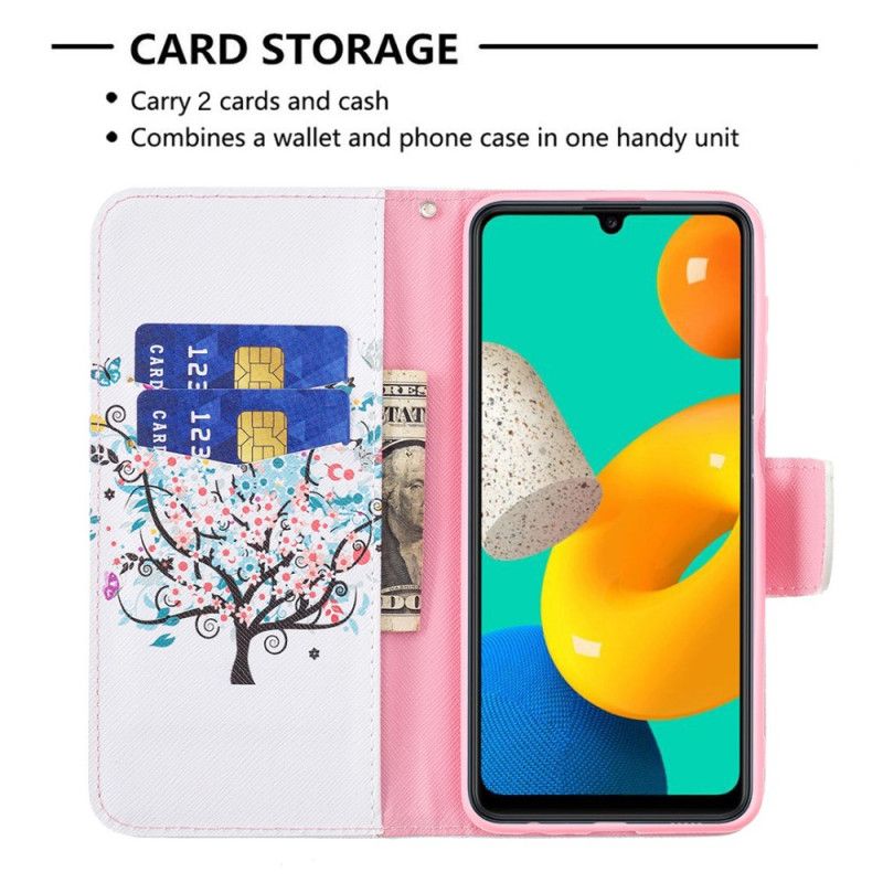 Kožené Puzdro Samsung Galaxy M32 Rozkvitnutý Strom