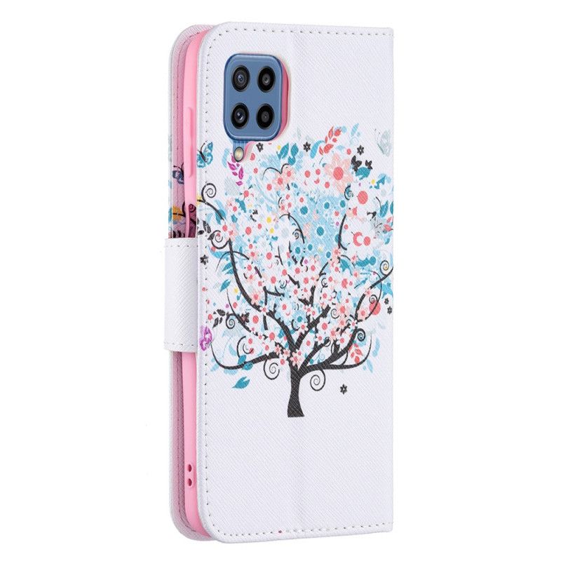 Kožené Puzdro Samsung Galaxy M32 Rozkvitnutý Strom