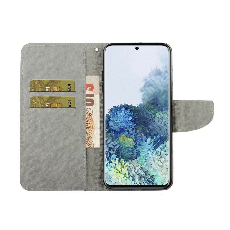 Kožené Puzdro Samsung Galaxy S21 Plus 5G Romantická Ruža S Remienkom