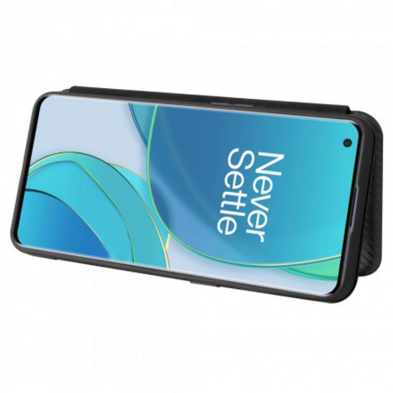 Flipové Puzdro OnePlus 9 Kožené Puzdro Silikónový Uhlík