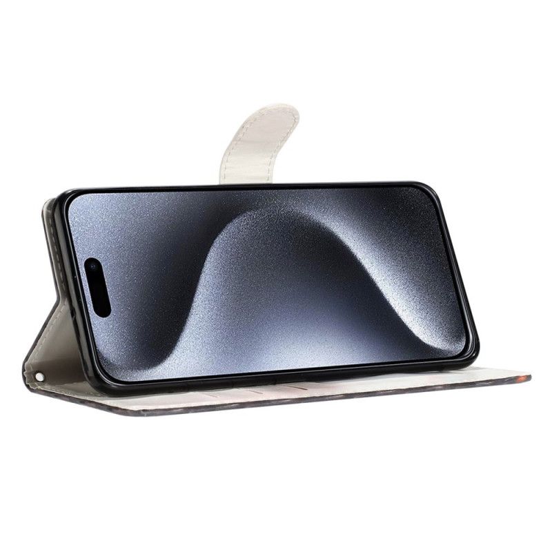 Kožené Puzdro iPhone 16 Pro Kryt Na Mobil Ružový Leopardí Remienok