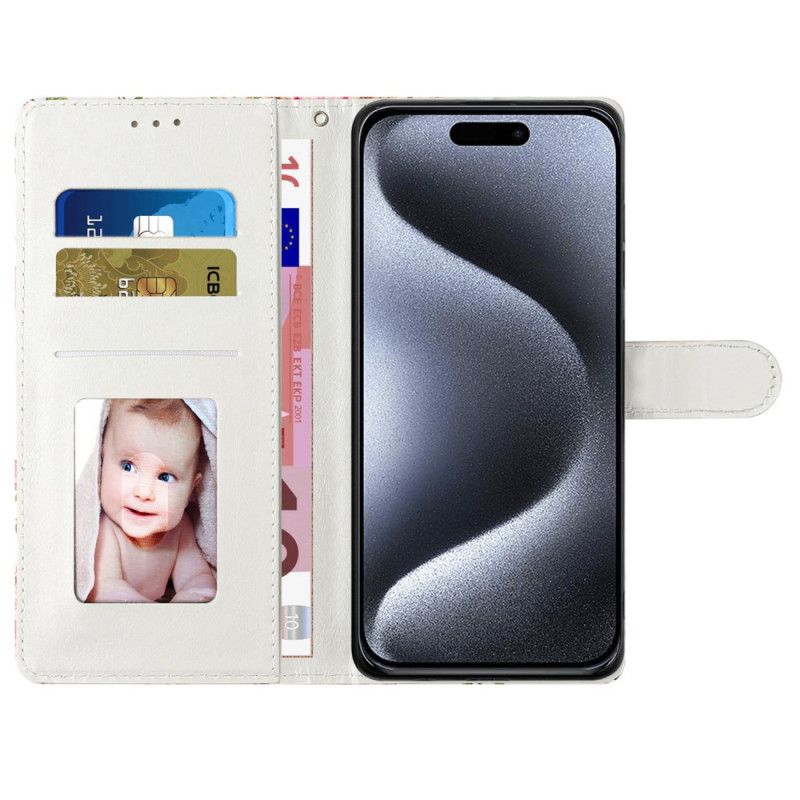 Kožené Puzdro iPhone 16 Pro Kryt Na Mobil Ružový Leopardí Remienok