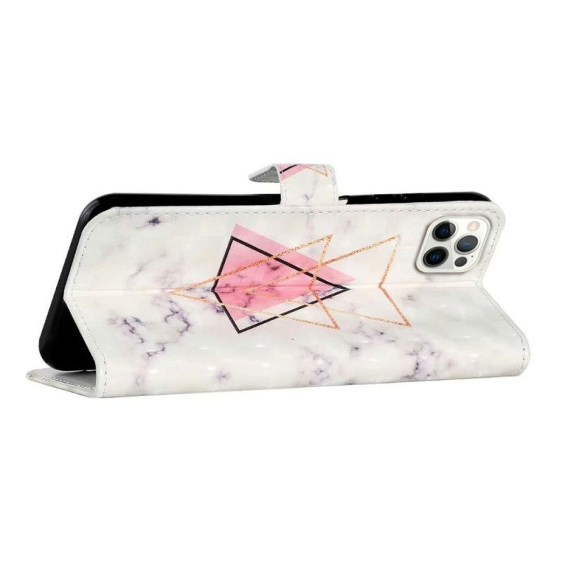 Kožené Puzdro iPhone 16 Pro Kryt Na Mobil Trojuholníkový Mramor