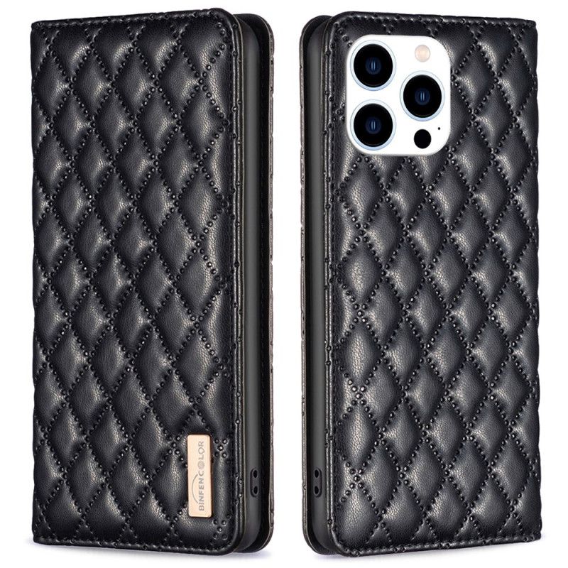 Kožené Puzdro iPhone 16 Pro Prešívaná Binfen Farba