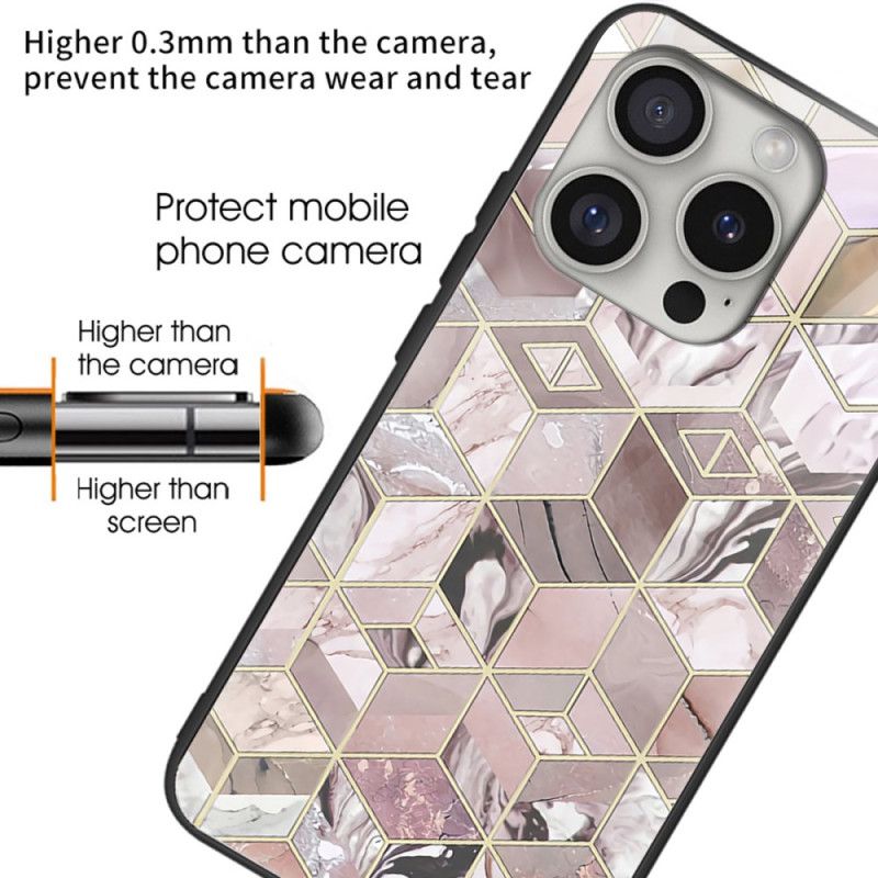 Kryt iPhone 16 Pro Mramorové Bloky Z Tvrdeného Skla
