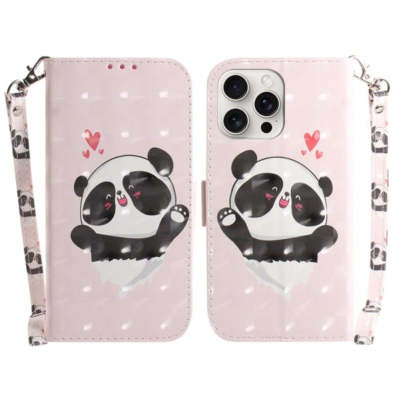 Puzdro iPhone 16 Pro Panda Love S Popruhom