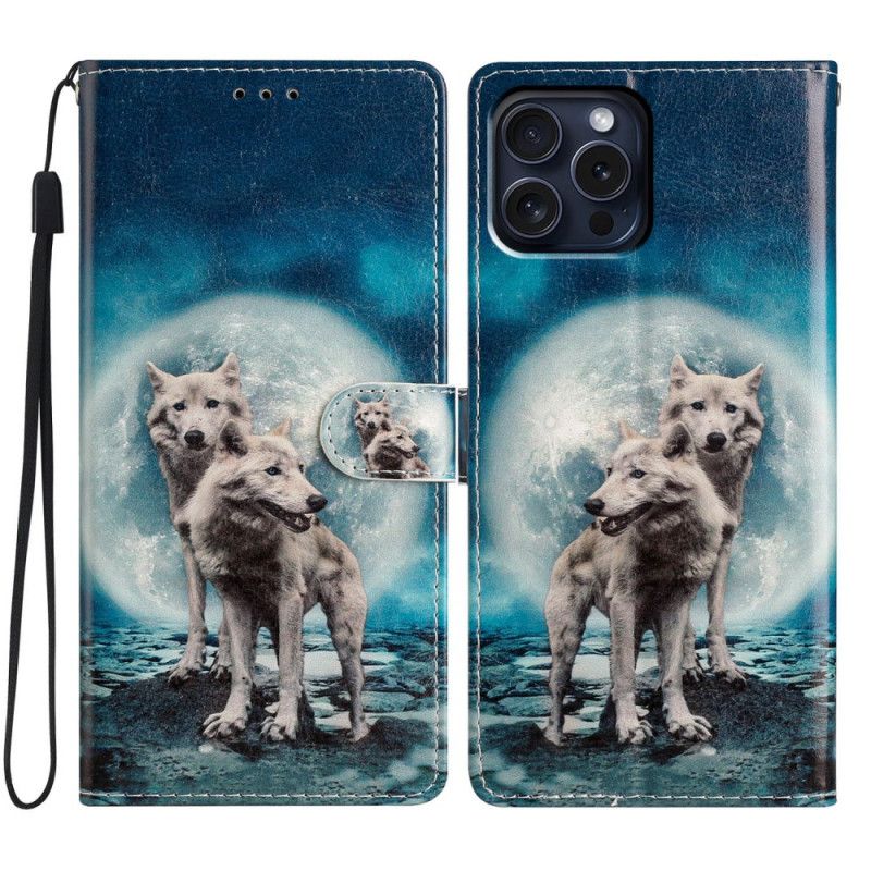 Puzdro Na iPhone 16 Pro Dvaja Vlci S Remeňmi