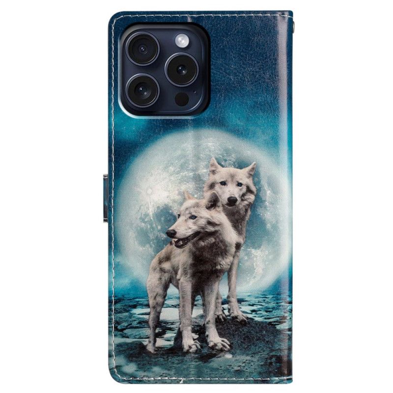 Puzdro Na iPhone 16 Pro Dvaja Vlci S Remeňmi