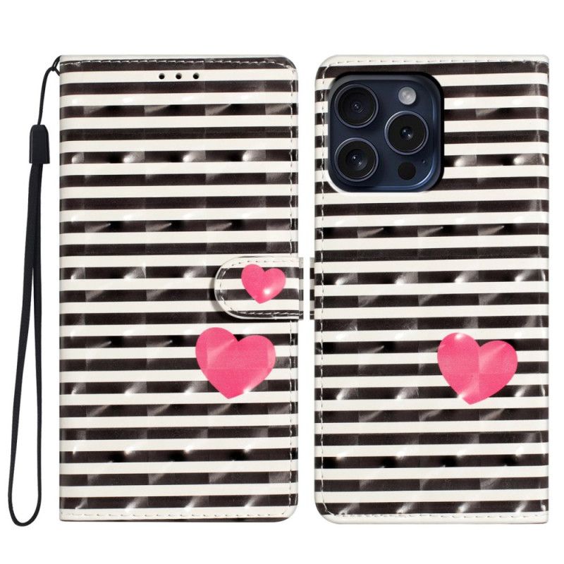 Puzdro Na iPhone 16 Pro Pásiky A Srdiečka