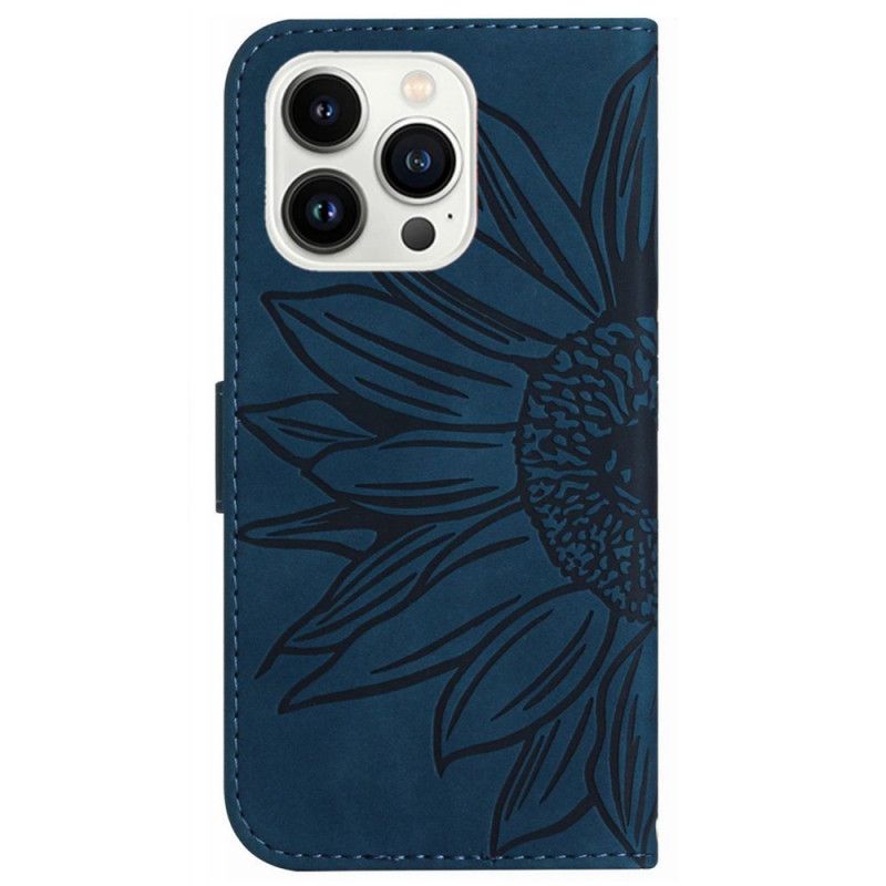 Puzdro Na iPhone 16 Pro Potlač Slnečnice S Popruhom Cez Rameno
