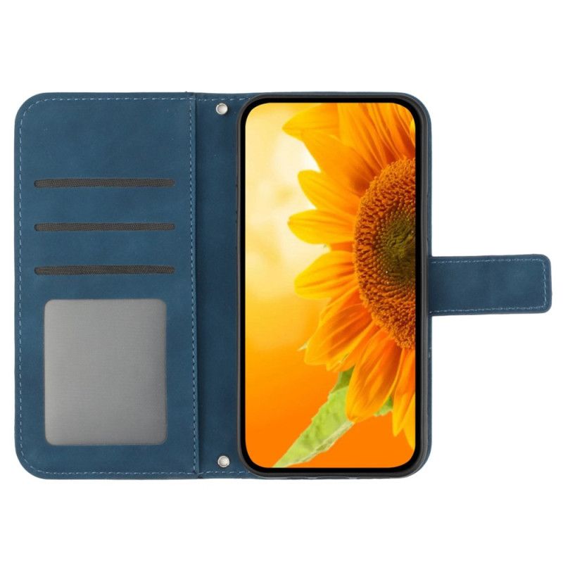 Puzdro Na iPhone 16 Pro Potlač Slnečnice S Popruhom Cez Rameno