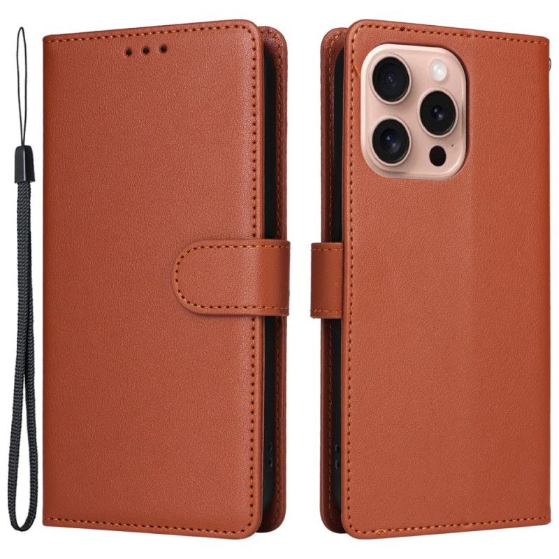 Puzdro Na iPhone 16 Pro Štýl Koženého Remienka