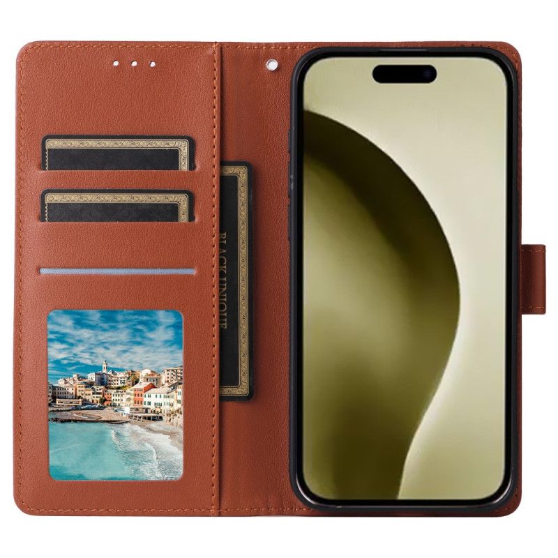 Puzdro Na iPhone 16 Pro Štýl Koženého Remienka