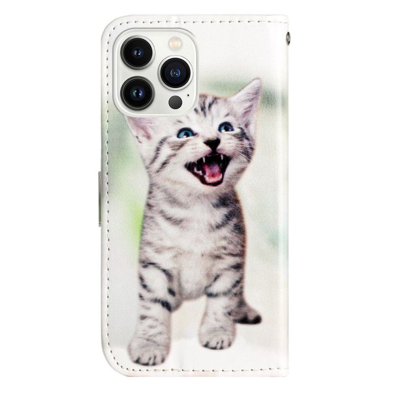 Puzdro Na iPhone 16 Pro Vzor Mačky S Popruhom