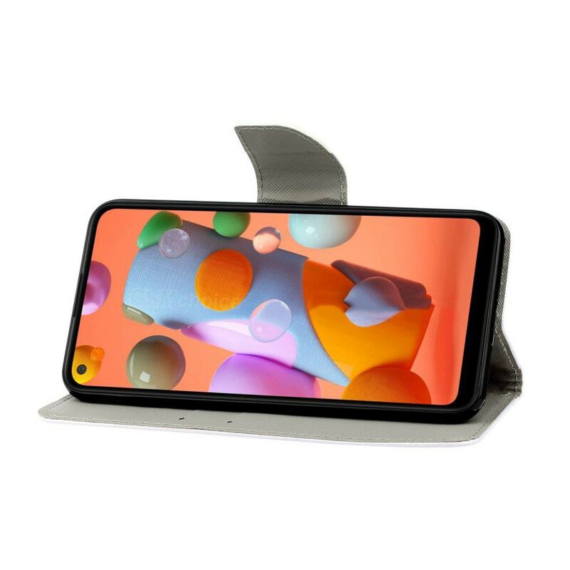 Kožené Puzdro Samsung Galaxy M11 Majstrovské Kvety S Remienkom