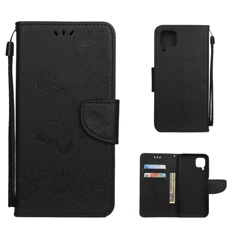 Kožené Puzdro Huawei P40 Lite Iba Motýle S Lanyardom