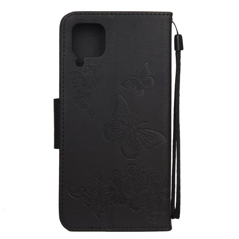 Kožené Puzdro Huawei P40 Lite Iba Motýle S Lanyardom