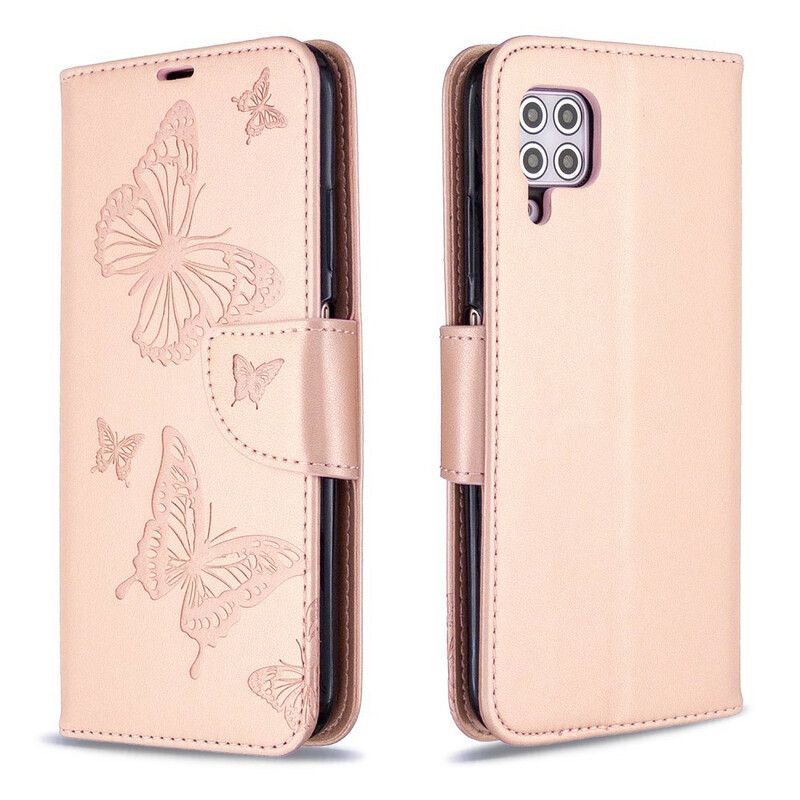 Kožené Puzdro Huawei P40 Lite Popruh S Potlačou Motýľov