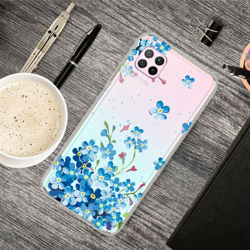 Kryt Huawei P40 Lite Kytica Modrých Kvetov