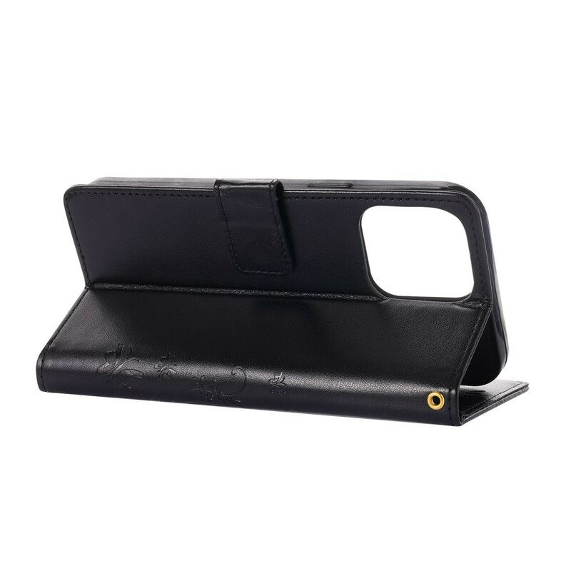 Flipové Puzdro iPhone 13 Pro Popruhové Grafické Kvety