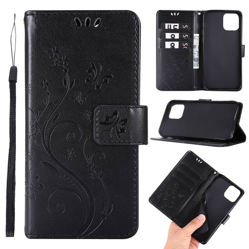 Flipové Puzdro iPhone 13 Pro Popruhové Grafické Kvety