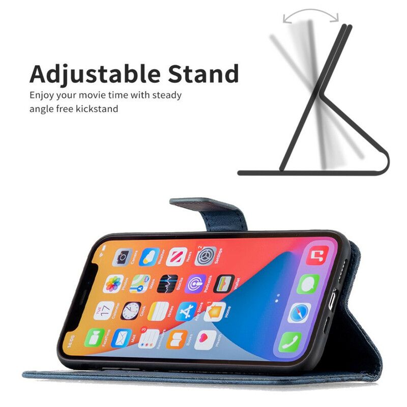 Kožené Puzdro iPhone 13 Pro Barokový Motýľ Strappy