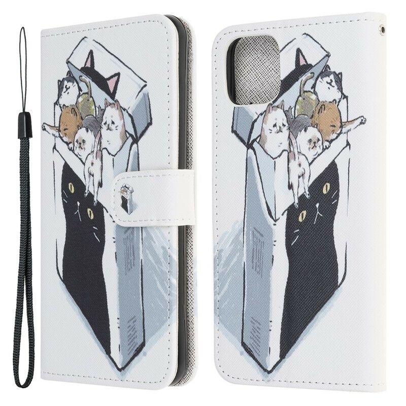 Kožené Puzdro iPhone 13 Pro Doručovacie Tangá Mačky