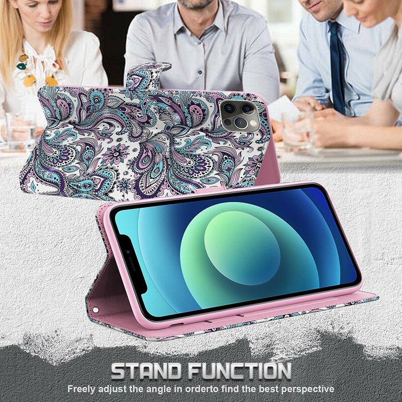 Kožené Puzdro iPhone 13 Pro Kvetinové Vzory