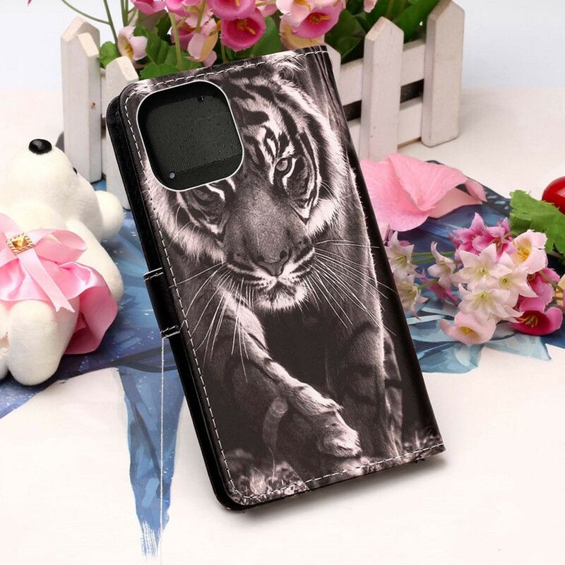 Kožené Puzdro iPhone 13 Pro Nočný Tiger