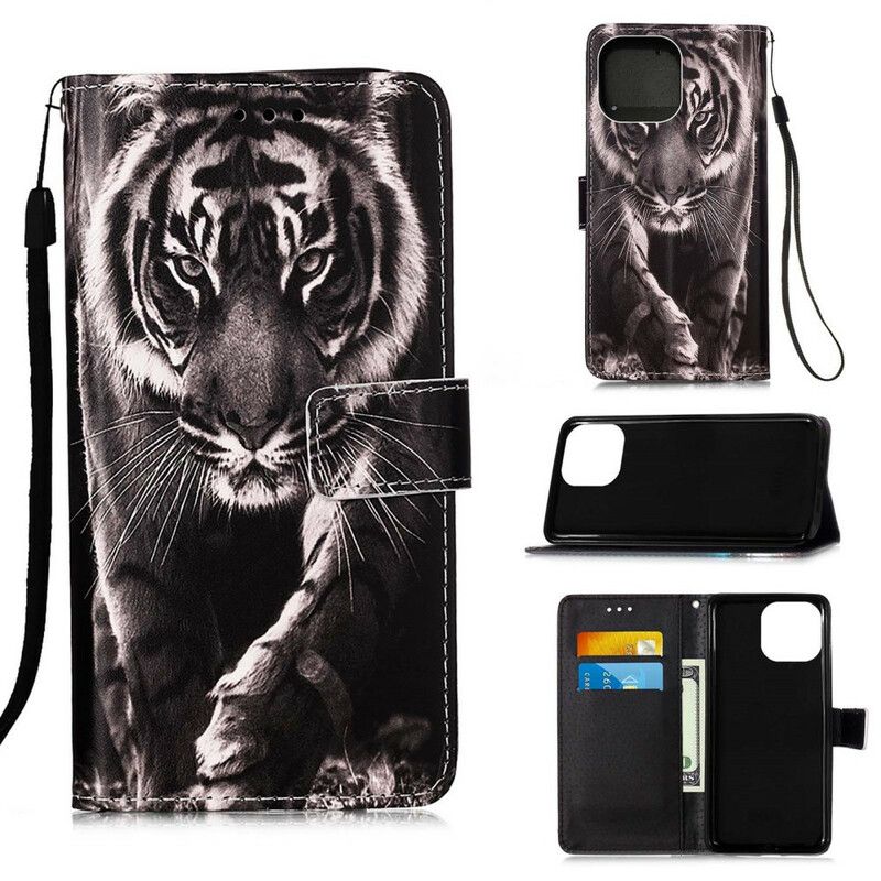 Kožené Puzdro iPhone 13 Pro Nočný Tiger